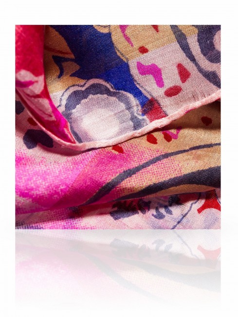 Палантин Женский SN-PAISLEY.ANIMAL/WHITE.PINK